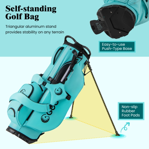 Gymax 8-Way Golf Stand Bag w/ 5 Pockets Lightweight Portable Golf Club Bag Handles