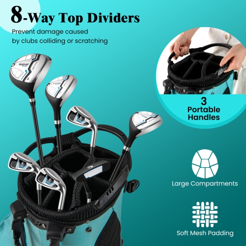 Gymax 8-Way Golf Stand Bag w/ 5 Pockets Lightweight Portable Golf Club Bag Handles