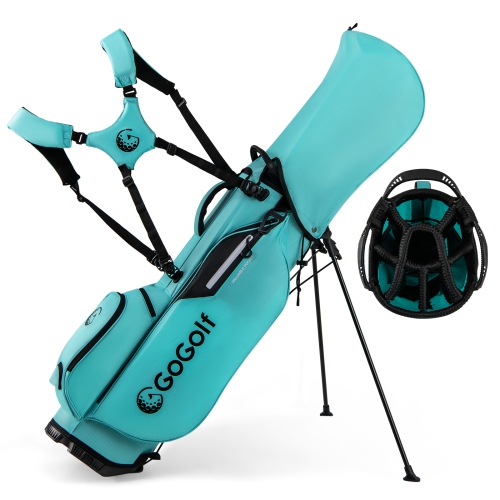 Gymax 8-Way Golf Stand Bag w/ 5 Pockets Lightweight Portable Golf Club Bag Handles