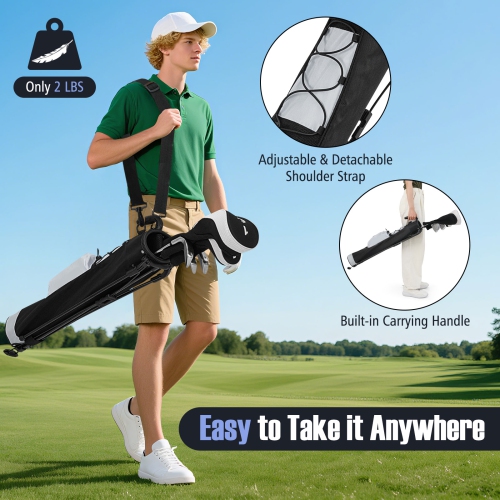 Gymax Lightweight Golf Stand Bag Par 3 & Executive Courses Carry Bag Shoulder Strap