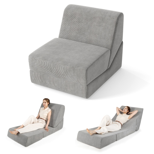 Gymax 3-in-1 Folding Sofa Bed Convertible Sleeper Chair w/ Washable Zippered Cover