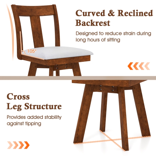 Gymax Swivel Dining Chairs Set of 4 Dining Room Chairs w/ Rubber Wood Frame
