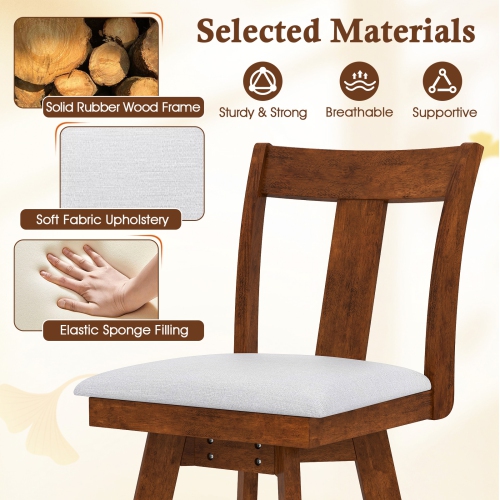 Gymax Swivel Dining Chairs Set of 4 Dining Room Chairs w/ Rubber Wood Frame