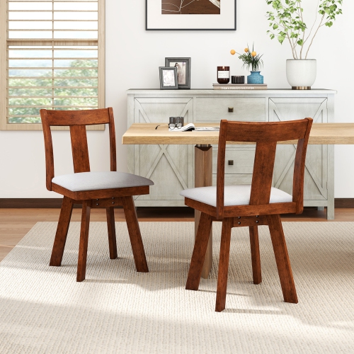 Gymax Swivel Dining Chairs Set of 4 Dining Room Chairs w/ Rubber Wood Frame