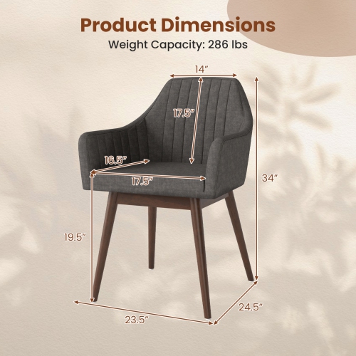 Gymax Set of 4 Dining Chairs Upholstered Kitchen Table Chairs w/ Solid Wood Legs