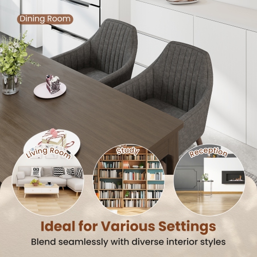 Gymax Set of 4 Dining Chairs Upholstered Kitchen Table Chairs w/ Solid Wood Legs