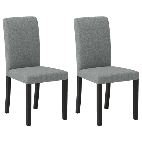 Gymax Dining Chair Set of 2 Mid-Century Modern Fabric Upholstered Parson Chairs
