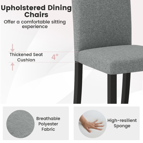 Gymax Dining Chair Set of 2 Mid-Century Modern Fabric Upholstered Parson Chairs