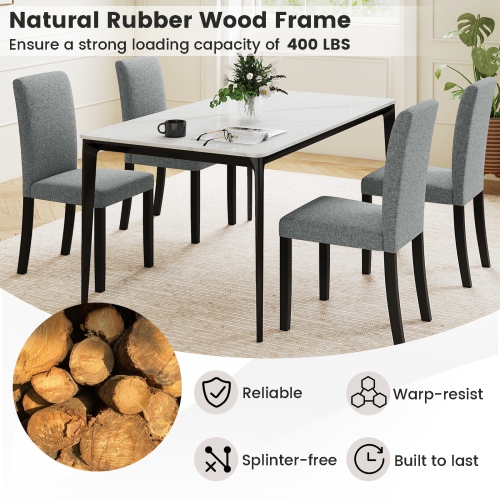 Gymax Dining Chair Set of 2 Mid-Century Modern Fabric Upholstered Parson Chairs