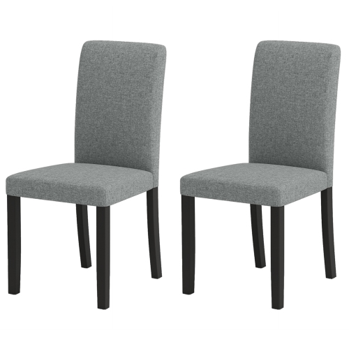 Gymax Dining Chair Set of 2 Mid-Century Modern Fabric Upholstered Parson Chairs