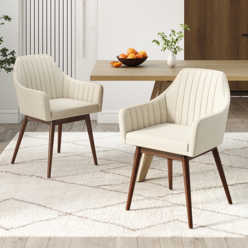 Gymax Set of 4 Dining Chairs Upholstered Kitchen Table Chairs w/ Solid Wood Legs