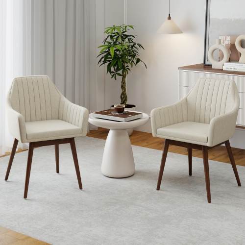 Gymax Set of 4 Dining Chairs Upholstered Kitchen Table Chairs w/ Solid Wood Legs