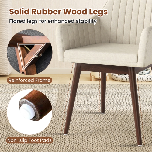 Gymax Set of 4 Dining Chairs Upholstered Kitchen Table Chairs w/ Solid Wood Legs