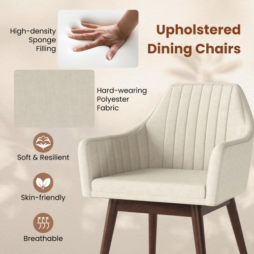 Gymax Set of 4 Dining Chairs Upholstered Kitchen Table Chairs w/ Solid Wood Legs