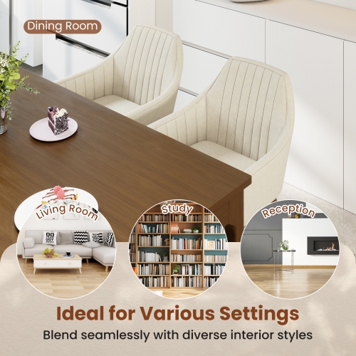 Gymax Set of 4 Dining Chairs Upholstered Kitchen Table Chairs w/ Solid Wood Legs