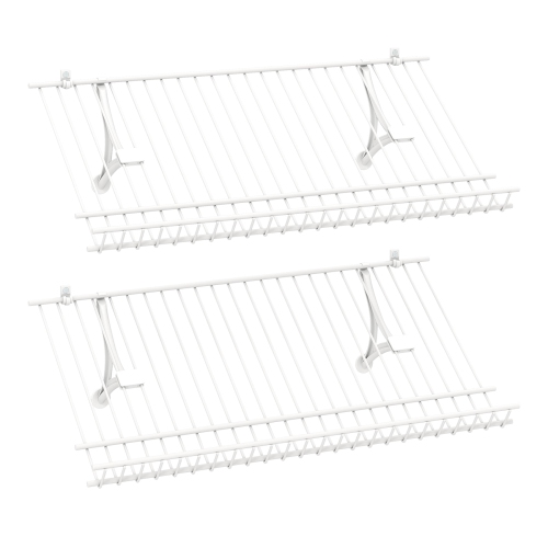 Gymax Set of 2 Metal Wire Shelving Unit Sloping Shoe Racks w/ Heightened Edge