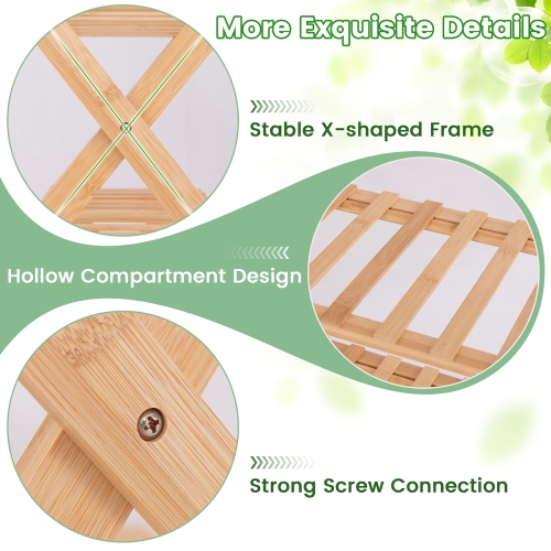 Gymax 4-Tier Foldable Bamboo Shoe Rack Multi-Functional Freestanding Planter Hallway