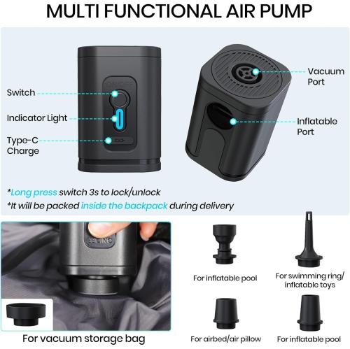 Travel Backpack for Women Men, Airline Certified Travel Backpack, Vacuum Backpack with USB Ports and Electric Pumps, Anti-Theft Waterproof 18 Inch