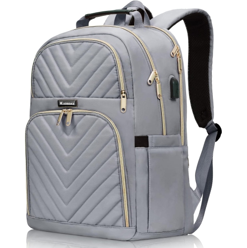 Backpack for Women Men, School Backpacks for Boys Girls, 15.6 Inch Quilted Laptop Backpack with USB Charger Port, Large Water Resistant Bookbags for