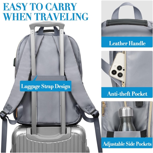 Backpack for Women Men, School Backpacks for Boys Girls, 15.6 Inch Quilted Laptop Backpack with USB Charger Port, Large Water Resistant Bookbags for