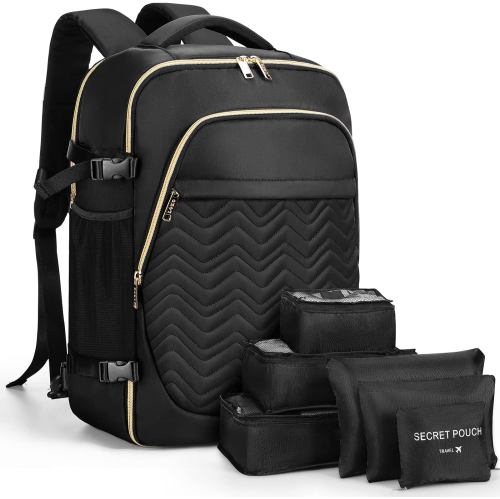 L Travel Backpack, Carry On Backpack for Women, Flight Approved Laptop Backpack for Travel Weekender, Water Resistant Large Casual Daypack Fit 17