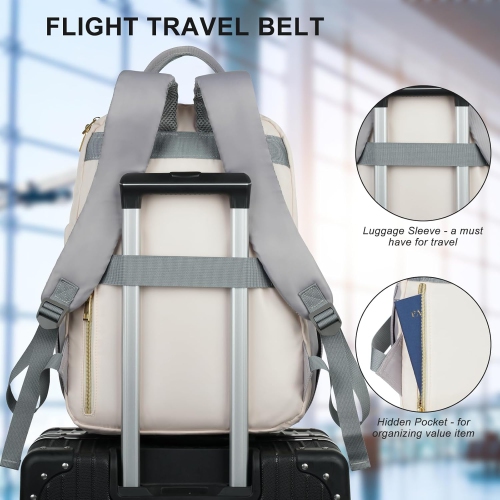 Backpack for Women,Laptop Bag for Travel Work College Teacher,School Backpack for Teen Girls Student,Sac a Dos Femme Voyage,Ladies Gifts,GrayBeige