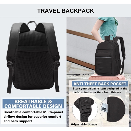 K Anti-Thief Travel Backpack for Men and Women, Backpack Purse for Women, Fashion Backpack, Casual Backpack for College(Carbon Black)