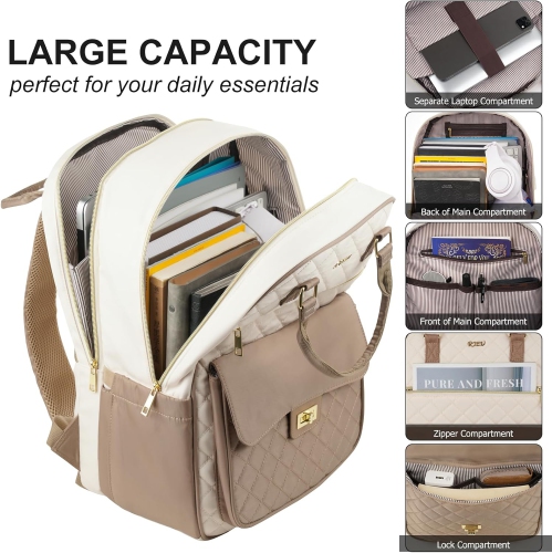 Backpack for Women,Laptop Bag for Travel Work College Teacher,School Backpack for Teen Girls Student,Sac a Dos Femme Voyage,Ladies Gifts,KhakiBeige