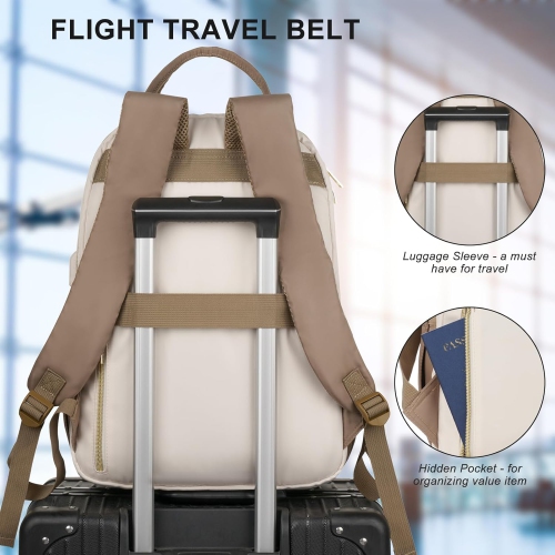 Backpack for Women,Laptop Bag for Travel Work College Teacher,School Backpack for Teen Girls Student,Sac a Dos Femme Voyage,Ladies Gifts,KhakiBeige