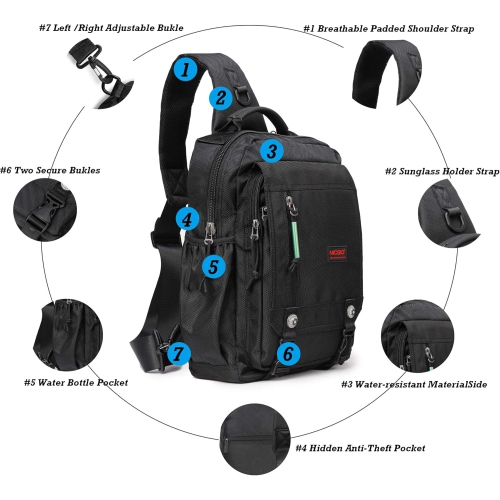 Sling Bags Chest Shoulder Backpacks, 13.3'' Laptop Backpack Crossbody Messenger Bag Travel Outdoor Men Women