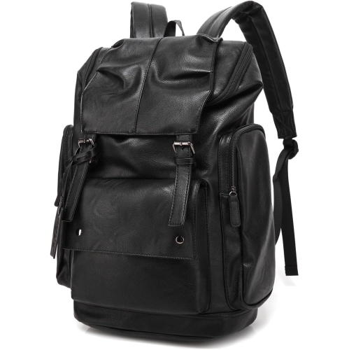 BP-16 PU Leather OVERSIZED Casual Backpack College Backpack Daypack Black
