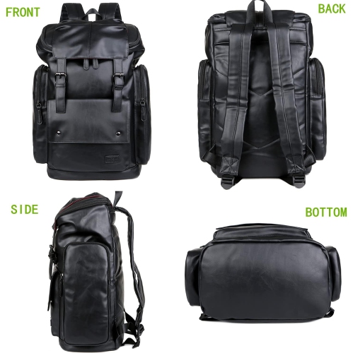 BP-16 PU Leather OVERSIZED Casual Backpack College Backpack Daypack Black