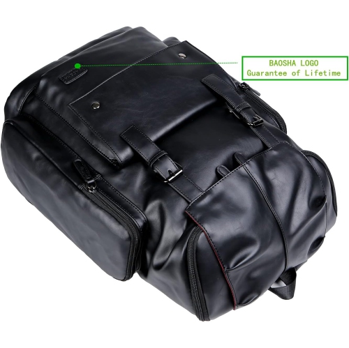 BP-16 PU Leather OVERSIZED Casual Backpack College Backpack Daypack Black