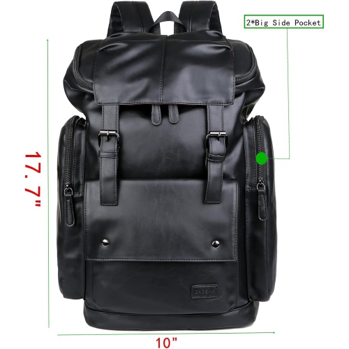 BP-16 PU Leather OVERSIZED Casual Backpack College Backpack Daypack Black
