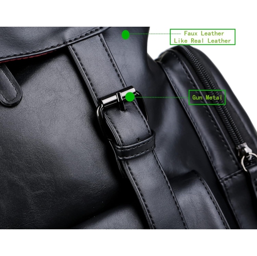 BP-16 PU Leather OVERSIZED Casual Backpack College Backpack Daypack Black