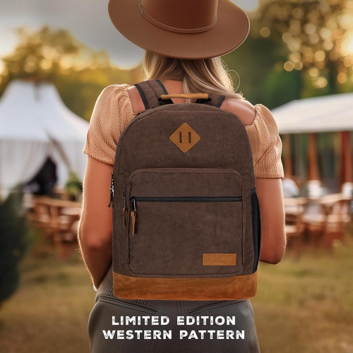 Yellowstone Sturdy Backpack for Travel Water Resistant Casual Daypack for Laptop Notebook, Brncrd