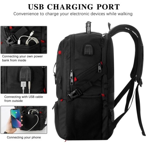 Travel Business Laptop Backpack for 18.4in PC with Shoe Compartment USB Charging Port,Sport Gym Bag for College Hiking Camping,Waterproof Bookbag
