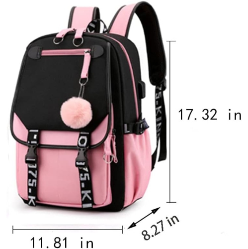 Kids Backpacks For Teen Girls With USB Port, cute pink backpack Can Hold 15.6in Notebook,Tablets.Girls Backpack Can Be Used As Gift for Students Or