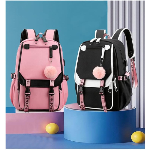 Kids Backpacks For Teen Girls With USB Port, cute pink backpack Can Hold 15.6in Notebook,Tablets.Girls Backpack Can Be Used As Gift for Students Or