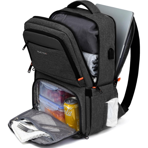 Lunch Backpack, Insulated Cooler Backpack Lunch Box for Men Women, 15.6 Inches RFID Blocking Laptop Backpack with USB Port, Water Resistant