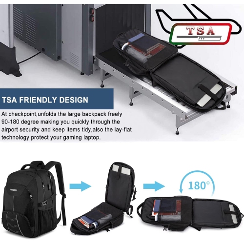 Extra Large Travel Laptop Backpack for Men 55L,Water Resistant 18.4 inch Big Business Laptop Bookbags with USB Charging Port,TSA Friendly Anti Theft