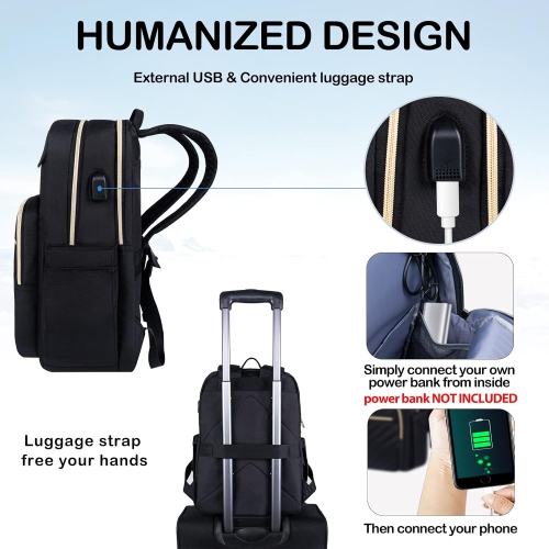 Laptop Backpack for Women Men Work Laptop Bag Fashion with USB Port, Daypacks for College, Business