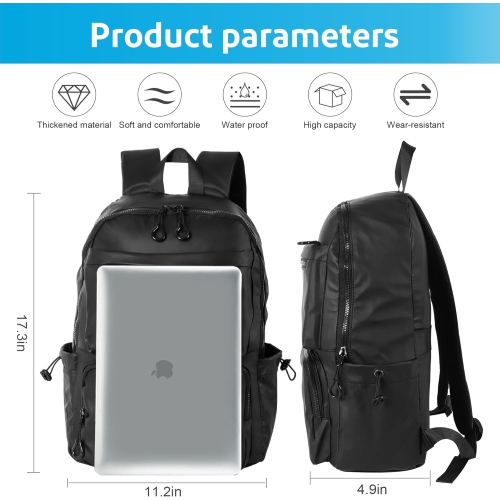 Casual Hiking Daypack Waterproof Bookbag Simple School College Bag Laptop Backpack Large Capacity, Black, Black, 11.22*17.3*4.92 inch, Daypack