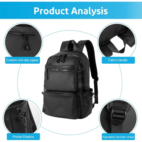 Casual Hiking Daypack Waterproof Bookbag Simple School College Bag Laptop Backpack Large Capacity, Black, Black, 11.22*17.3*4.92 inch, Daypack