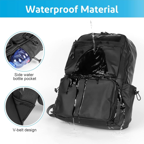 Casual Hiking Daypack Waterproof Bookbag Simple School College Bag Laptop Backpack Large Capacity, Black, Black, 11.22*17.3*4.92 inch, Daypack