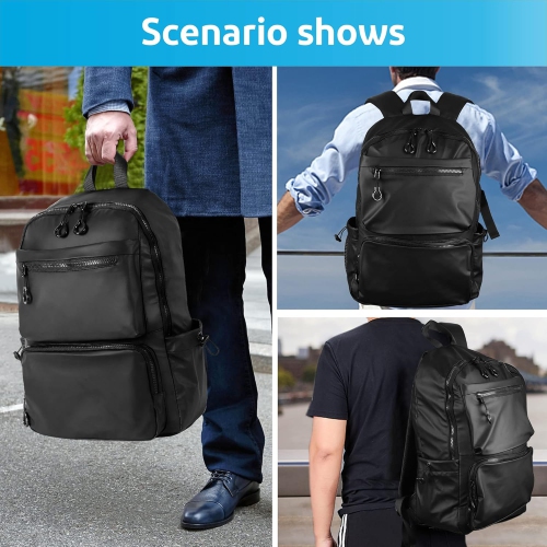 Casual Hiking Daypack Waterproof Bookbag Simple School College Bag Laptop Backpack Large Capacity, Black, Black, 11.22*17.3*4.92 inch, Daypack