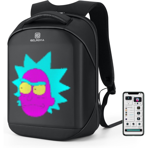 G LED Display Backpack with App Control City Serise, 17 Inch Cool DIY Pixel Art Animation Fashion Programming Laptop Backpack