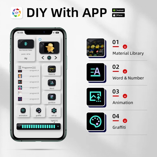 G LED Display Backpack with App Control City Serise, 17 Inch Cool DIY Pixel Art Animation Fashion Programming Laptop Backpack