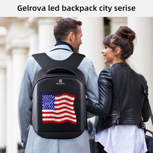G LED Display Backpack with App Control City Serise, 17 Inch Cool DIY Pixel Art Animation Fashion Programming Laptop Backpack
