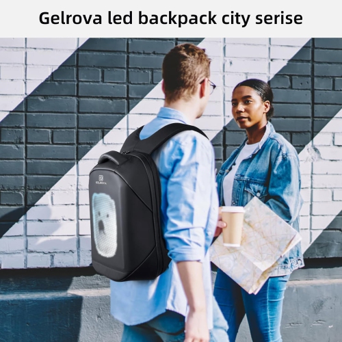 G LED Display Backpack with App Control City Serise, 17 Inch Cool DIY Pixel Art Animation Fashion Programming Laptop Backpack